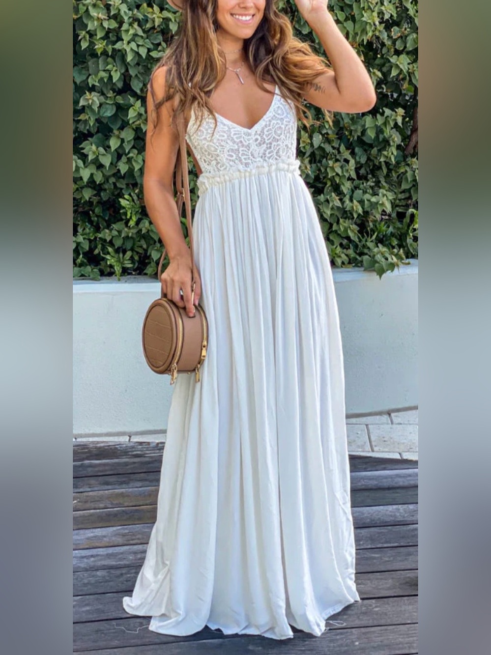 White Bohemian Long Flowy Dress